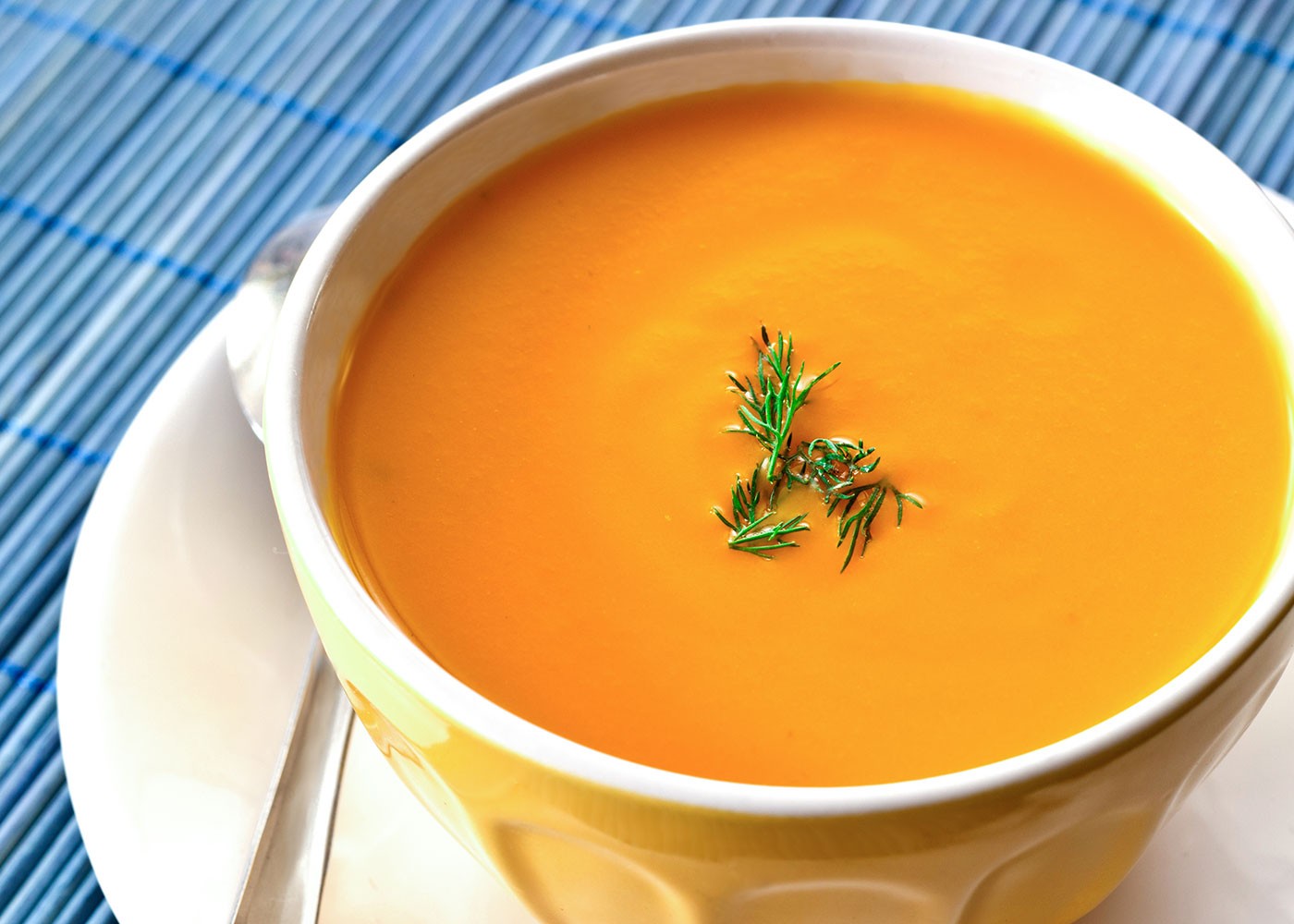 Carrot Soup with Fresh Dill in a bowl