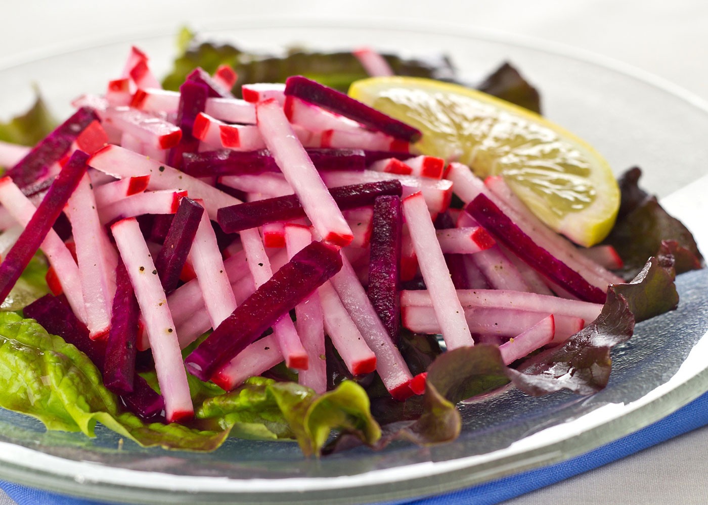 Beet and radish salad on a plate