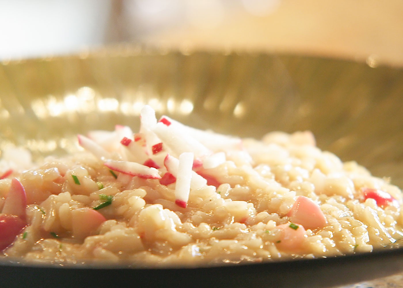 Radish Risotto in a bowl