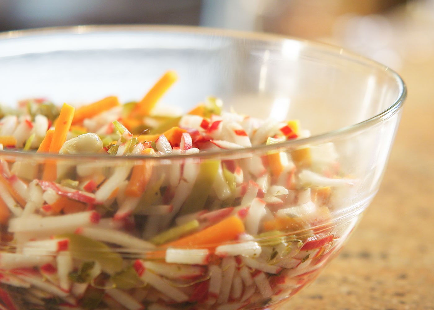 Pickled Radish Match Stixx in a bowl