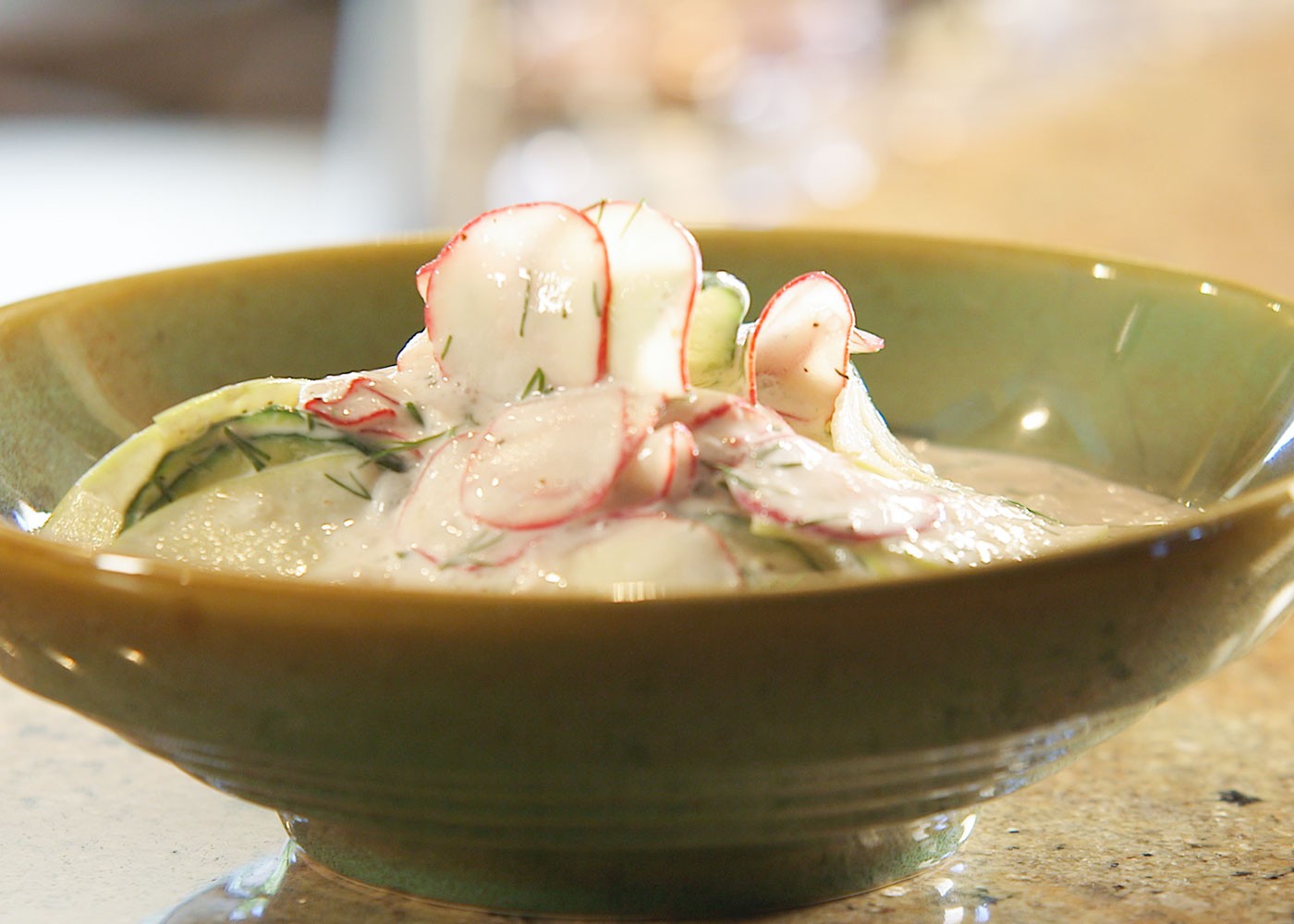 Crisp Red Radish and Apple Salad in a bowl
